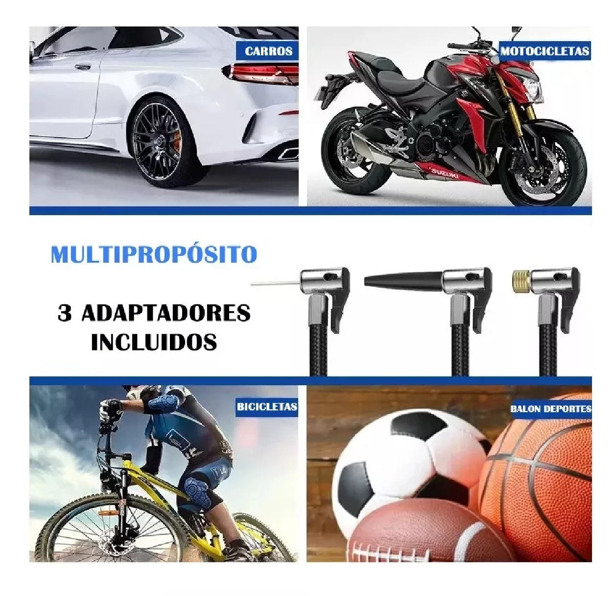 MINI COMPRESOR PARA CARRO, MOTO, BICI O BALON