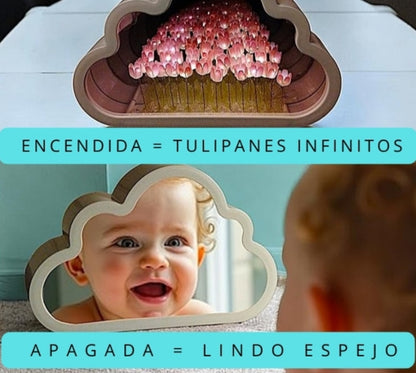 LAMPARA ESPEJO NUBE DE TULIPANES