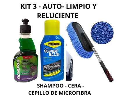 KIT 3 Productos Auto - Limpio y Reluciente COMBO GANADOR