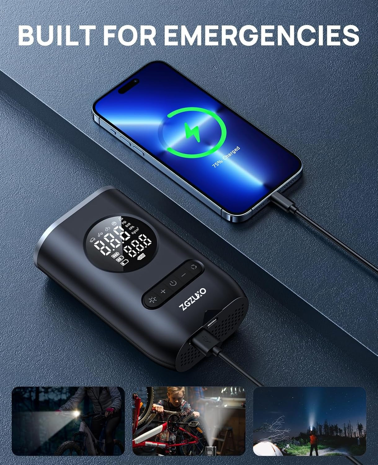 MINI COMPRESOR PARA CARRO, MOTO, BICI O BALON